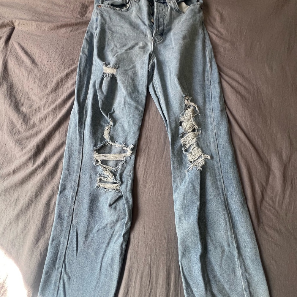 Distressed Blue Jeans